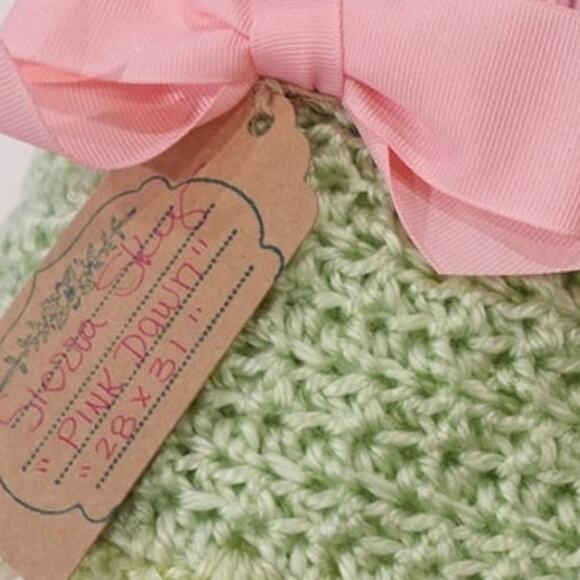 Pink Dawn PINK/SAGE/CREAM Crochet Baby Afghan Blanket, Soft Silky Yarn - Picture 10 of 12